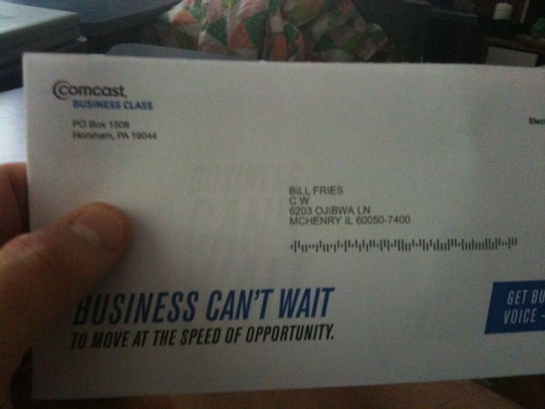 A letter from Comcast, sent to someone who isn't here.