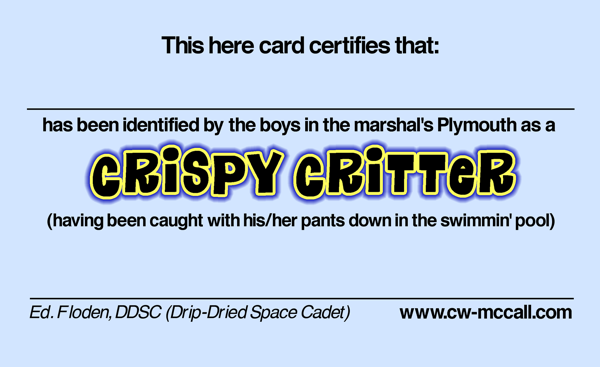 Crispy Critter membership card